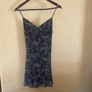 Sz S Motel (Urban Outfitters) Teal and Beige Paisley Patterned Dress
